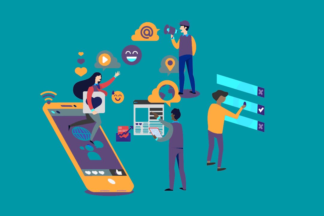 Graphic illustration of people working in different ways.