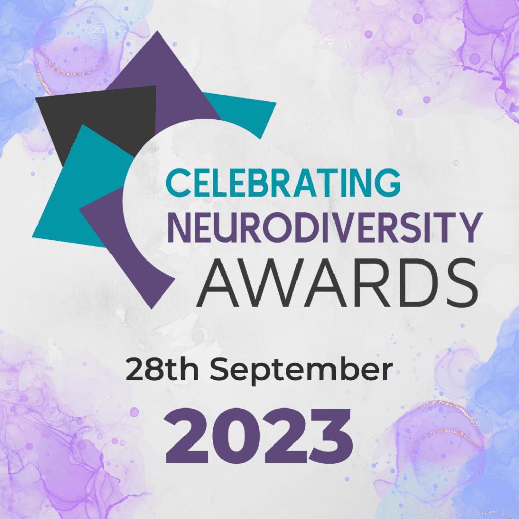 Celebrating neurodiversity awards logo and date reading 28th September 2023