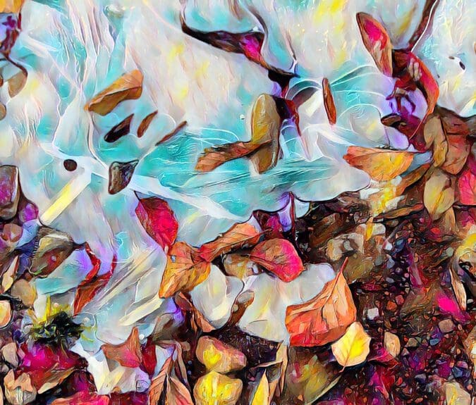 abstract image of autumn leaves on water