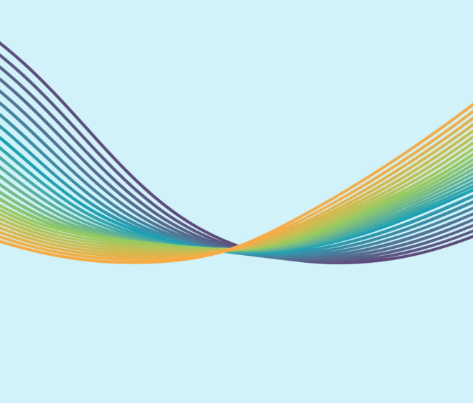 Rainbow coloured wavy lines, tightly packed together, running left to right.