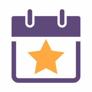 icon is gold star in a calendar symbol