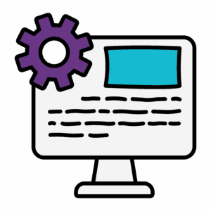 icon of a PC screen in an artistic pen drawing style