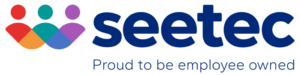 seetec company logo spelled out in lower case blue font.