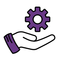 A hand holding a gear / cog