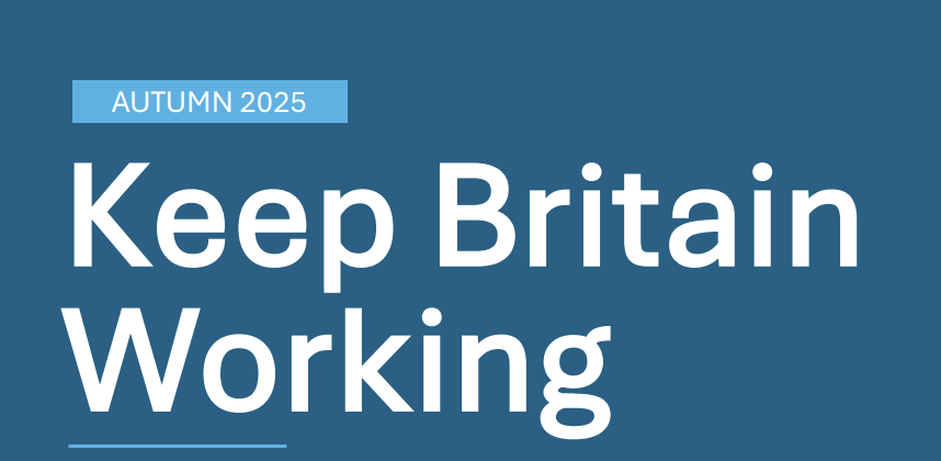 A screenshot from the front cover of the Keep Britain Working report Autumn 2025.