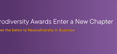 Promotional graphic announcing that the Celebrating Neurodiversity Awards are entering a new chapter, with Genius Within passing the baton to Neurodiversity in Business.