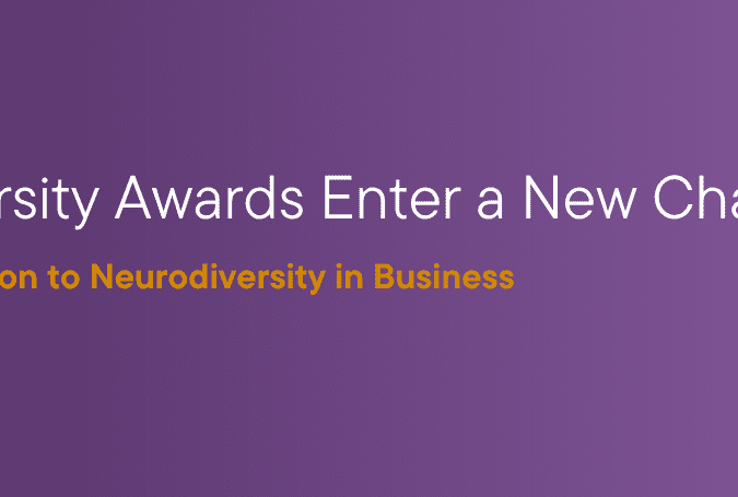 Promotional graphic announcing that the Celebrating Neurodiversity Awards are entering a new chapter, with Genius Within passing the baton to Neurodiversity in Business.