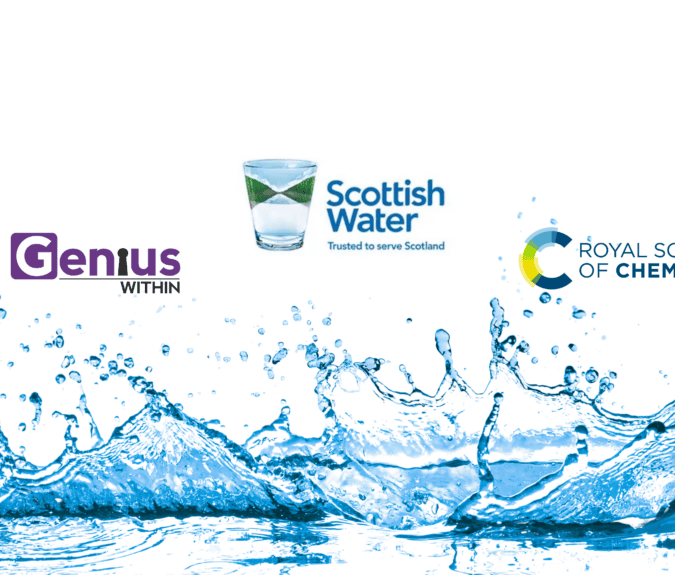 logos fro GW, Scottish water and RSC with water splash underneath